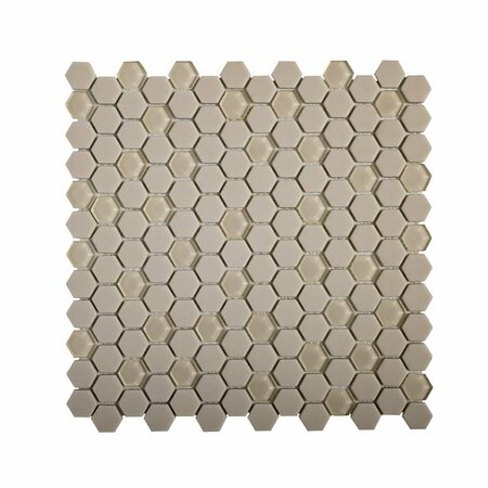 APOLLO TILE Sand Beige 11.8 in x 12 in Recycled Glass Matte Floor and Wall Mosaic Tile 4.92 sqft/case, 5PK APLVRE8802A